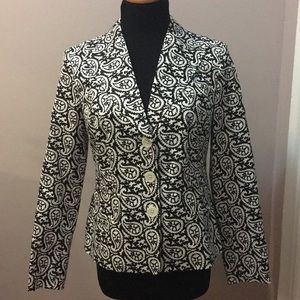 Michael Kora blazer black & white paisley sz8 NWOT